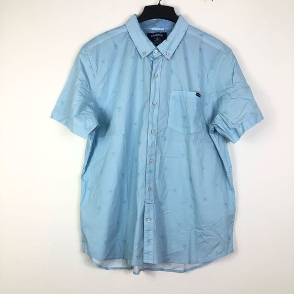 Chubbies Button Down Shirt XL Blue Short Sleeve Palm Print Cotton Blend Summer - Picture 1 of 7
